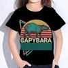 Детская футболка с принтом капибары Белые футболки Детские футболки с рисунком Летняя одежда для мальчиков с круглым вырезом Детская футболка с модным рисунком для детей