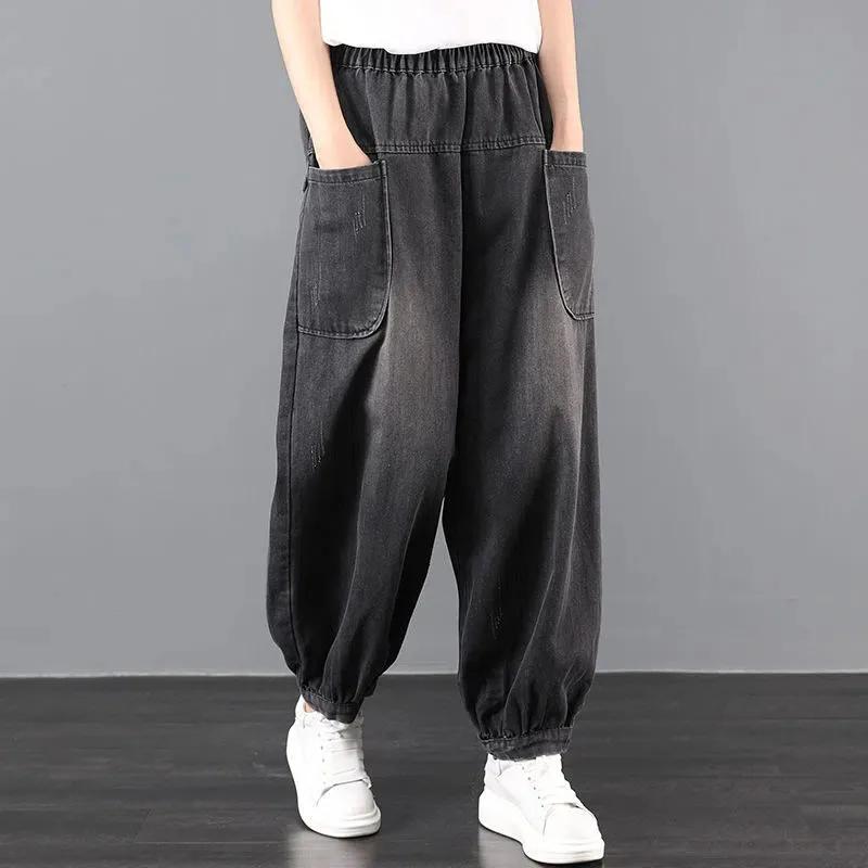 Большие размеры с высокой талией женские шаровары длиной до щиколотки джинсы весенние мешковатые повседневные винтажные джинсовые брюки корейская мода Mom Vaqueros