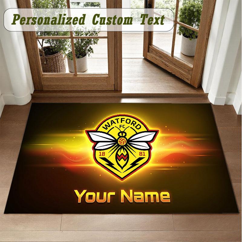 Crystal Velvet Square Rug Custom NameWatford FC Pattern Non Slip Home Floor Decor Rug