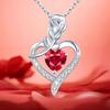 Women' SILVER Necklace Pendant Red Rose Cubic Zirconia Diamond