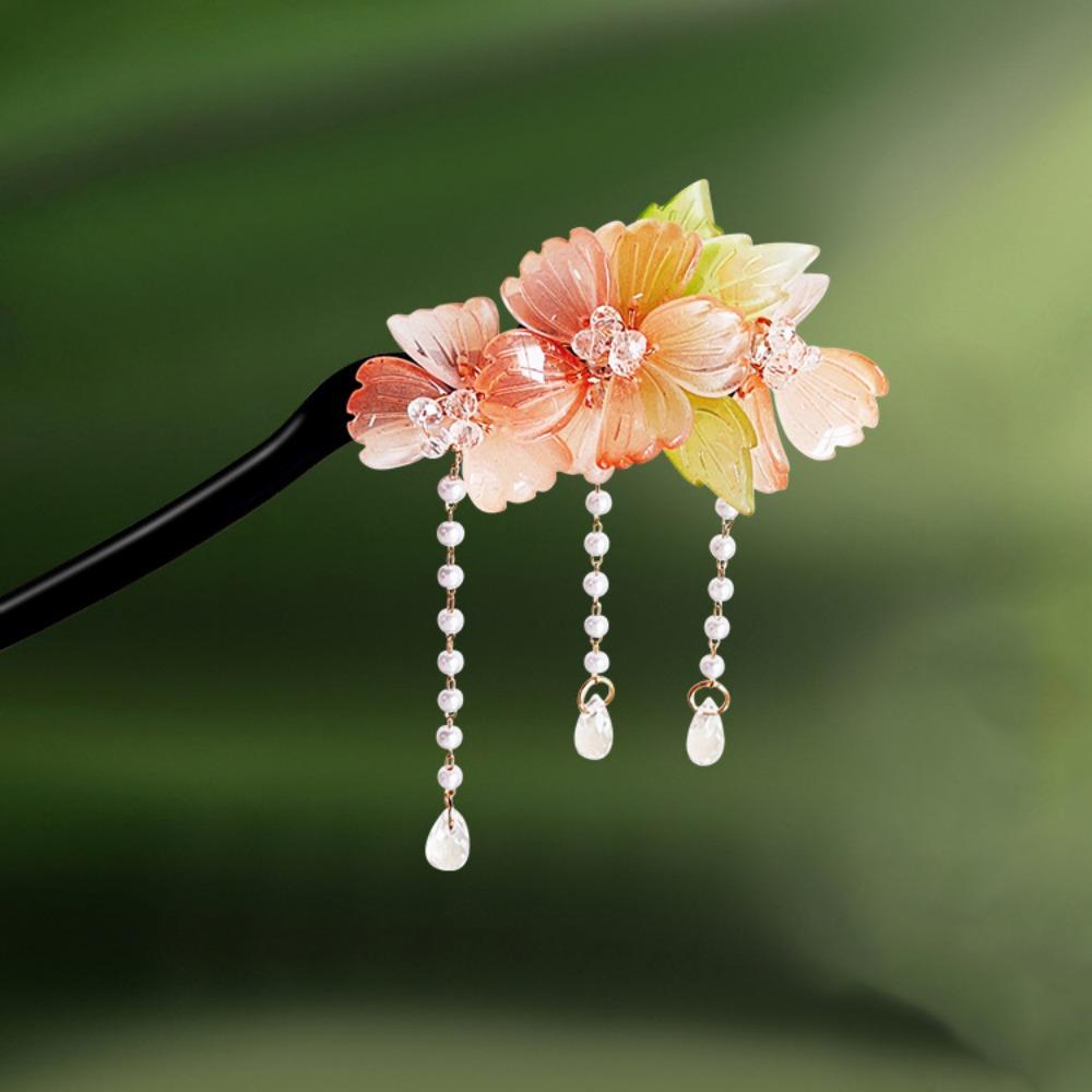 Vintage Flower Hairpin Flower Hairpin Fork Jewelry Accessories New Chinese Hair Stick  for Hanfu