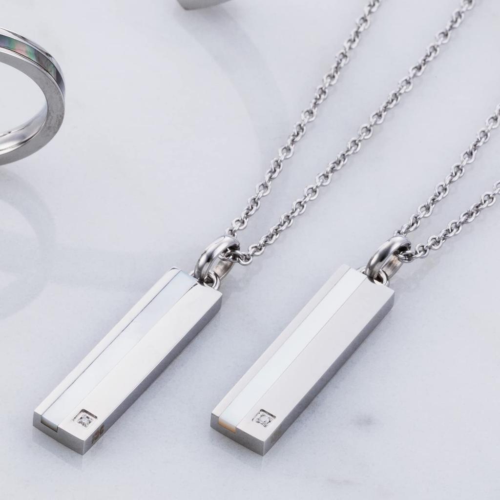 Парное колье Хирургическая сталь 316L Бриллиант Перламутровая пластина Серебро Серебро [Белый клевер] & 4SUP064SV&4SUP064SV