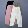 Spring Japanese Simple Solid Color Casual Pants Elastic Waist Versatile Women Pants