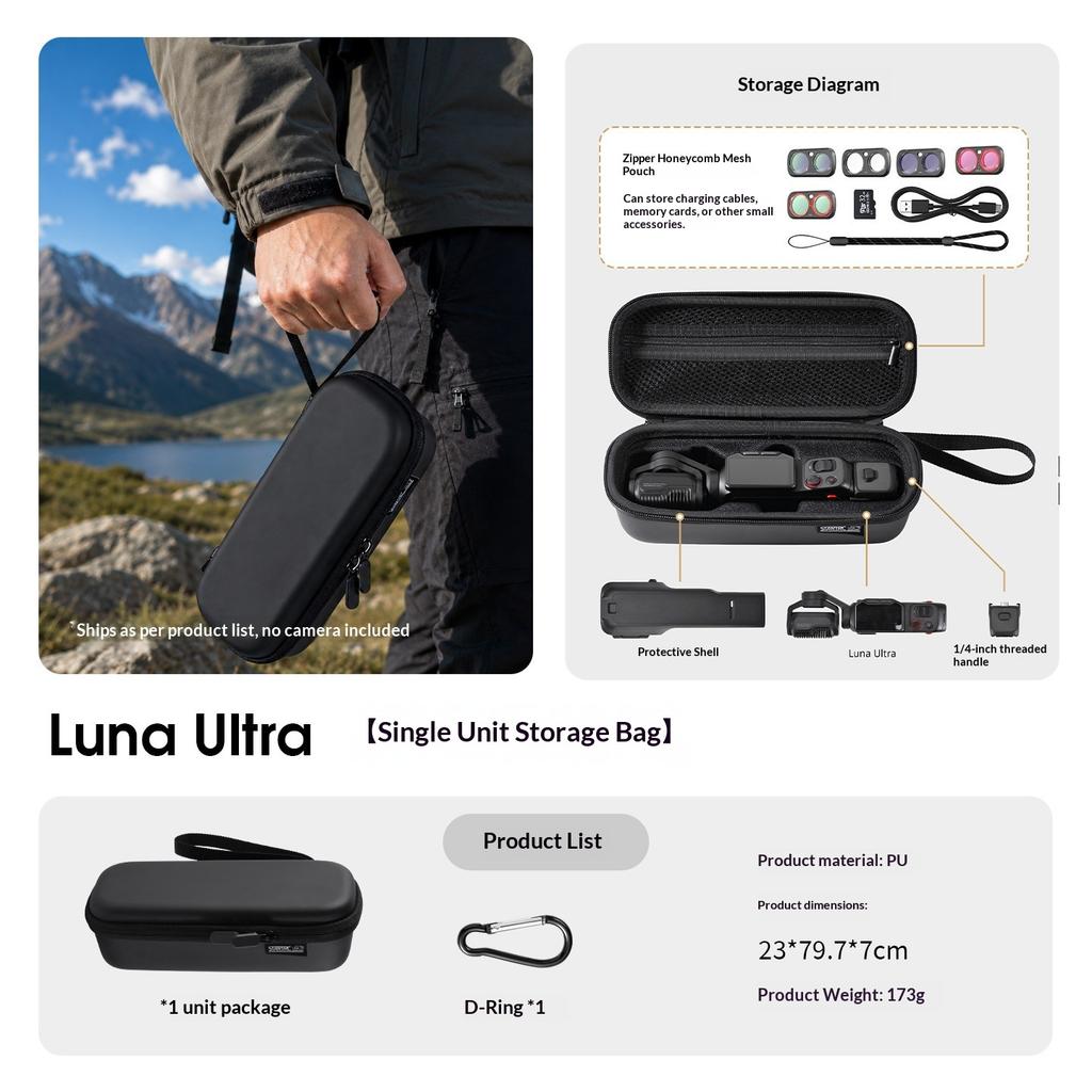 Startrc Hard Shell Protective Carrying Case For Insta360 Luna Ultra Portable Action Camera Accessories Storage Bag Outdoor