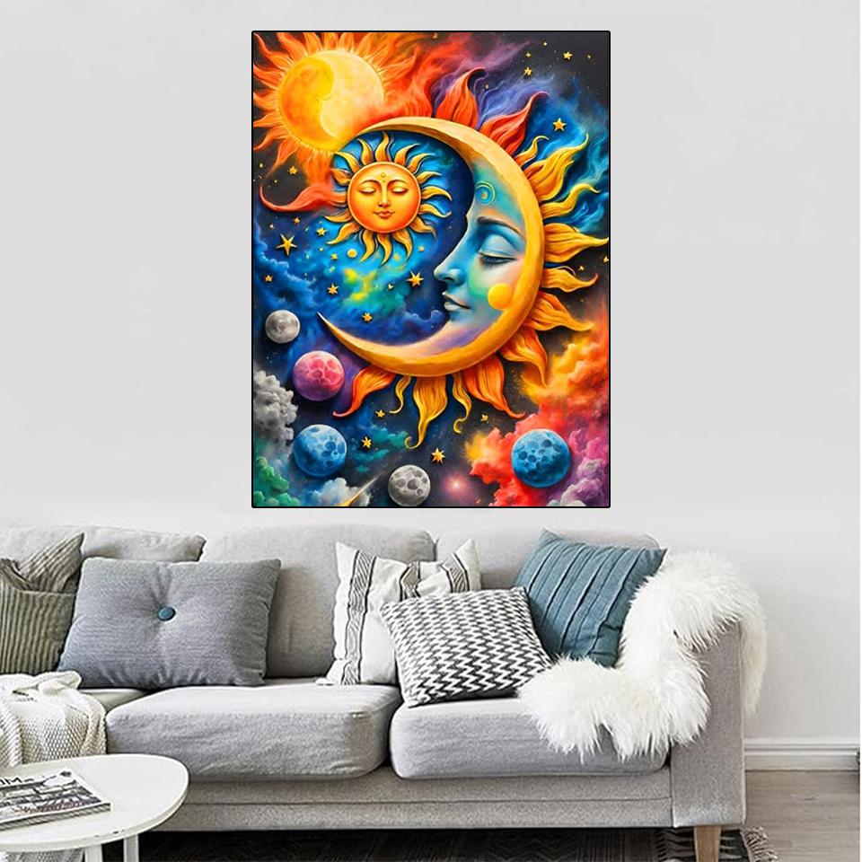 Diamond Painting Mosaic Painting Sun Moon Water Diamond Picture Women 5DDIY Crystal Cross Embroidery Home Decoration2004