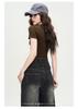 Summer short style slim fit sexy slimming solid color women's t-shirt short sleeved top