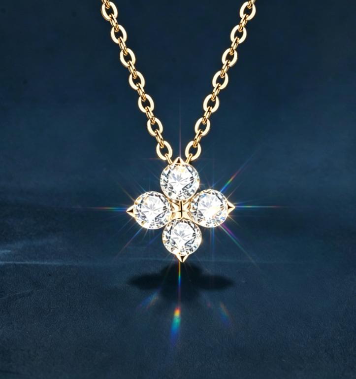 925 Sterling Silver Four Leaf Clover Moissanite Chain Necklace for Women Fashion Fine Chains Necklaces Moissanite Jewelry Gift