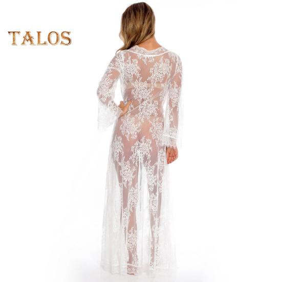 Бикини-кардиган с длинным рукавом, шнуровка, открытое кружевное платье спереди, сексуальная блузка для отпуска, пляж, бассейн, горячий источник, накидка