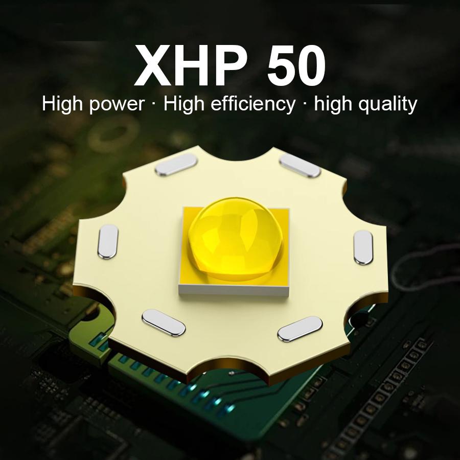 Светодиодный фонарик P50, супер яркий фонарь, перезаряжаемая через USB лампа, водонепроницаемый, мощный фонарик со встроенным аккумулятором, уличное освещение
