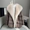 High End Faux Fox Fur Detachable Large Lapel Fur Down Jacket for Women 2025 Winter New Medium Long Loose White Goose Down Coats