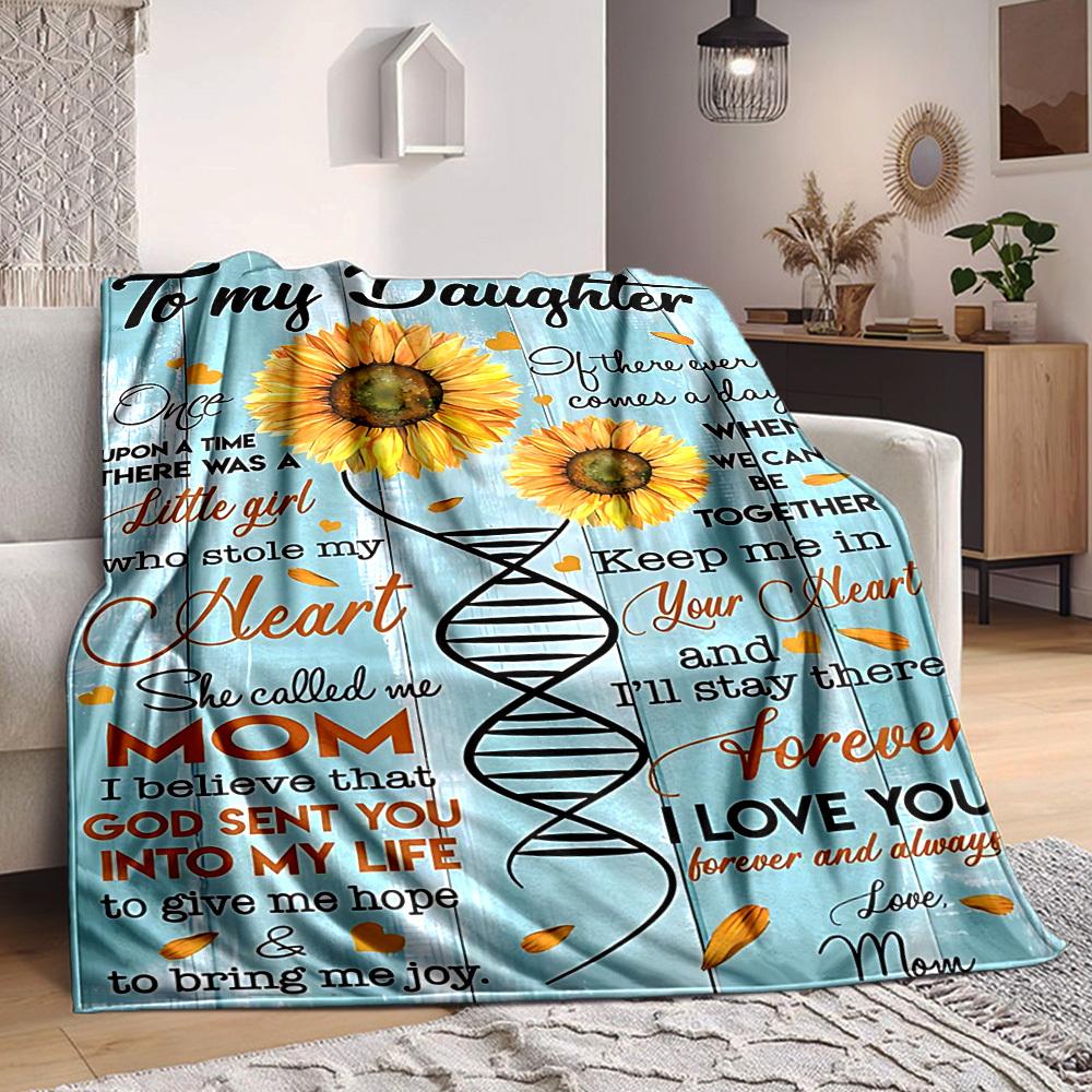 1pc Sunflower Mother Daughter Quote Blanket - Perfect Gift for Birthdays, Christmas & Halloween- Soft, Warm & Versatile yy250909116