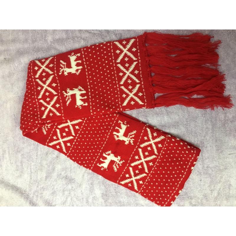 Self-produced and Self-sold Couple Wool Warm Deer Knitted Scarf Christmas Snowflake Deer Scarf Double-sided Fashion Scarf