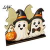 Cute Cartoon Pattern Decor Halloween Wooden Napkin Holder, Black Cat Mummy Pumpkin Table Desktop Organizer for Party, Spooky Festive Kitchen