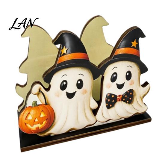 Cute Cartoon Pattern Decor Halloween Wooden Napkin Holder, Black Cat Mummy Pumpkin Table Desktop Organizer for Party, Spooky Festive Kitchen