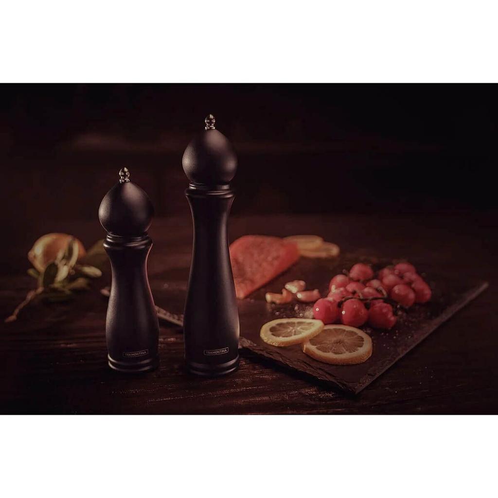 Мельница для соли и перца Tramontina Natural Wood, маленькая, Churrasco Black, 20 см, ручная, деревянная, для каменной соли, перца, мельница для специй, измельчитель, 26456/008