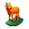 Handicraft Decorative Polystone Cow and Calf Big Statue/Idol for Gift Home Decor 8 Inch (Orange), Religious