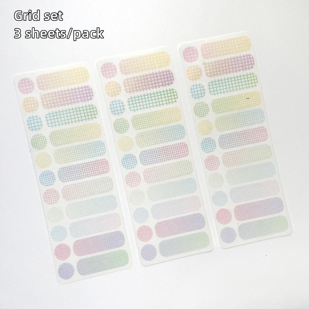 3 Sheet Basic Color Stickers Set Multi Rainbow Candy Pure Paper Adhesive Memo Note Diary Album Decoration Marker