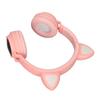 Cat Ear Gaming Headphones Deep Bass LED Light Foldable Cute Cat Ear Headset with Soft Earmuffs
