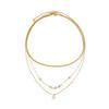 European and American versatile multi-layer stainless steel snake bone chain item jewelry ins zircon splicing flash diamond collarbone necklace