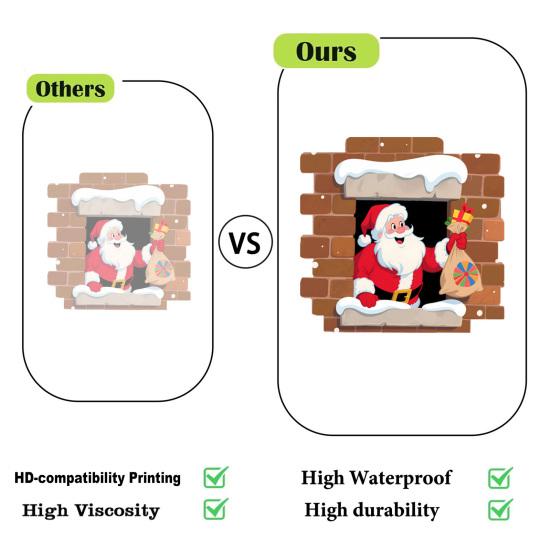 Santa Claus Breaking Wall Christmas Stickers Removable PVC Decals Funny Santa