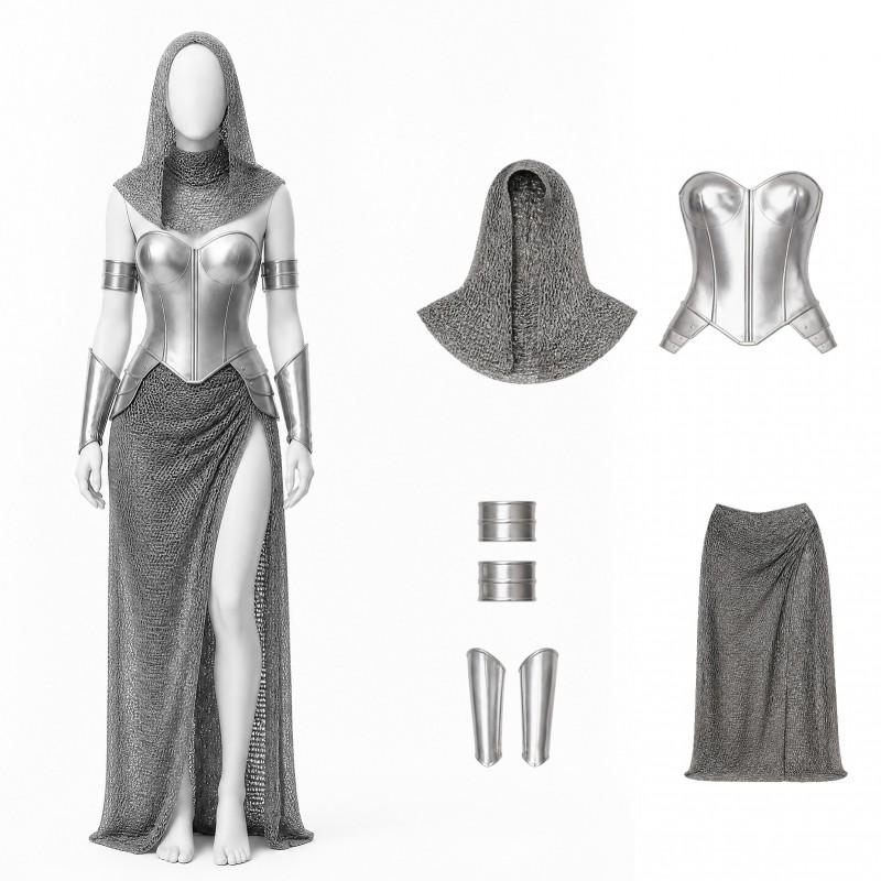 Medieval Chainmail Style Female Costume Halloween Party Cosplay Outfit Stage Performance Dress