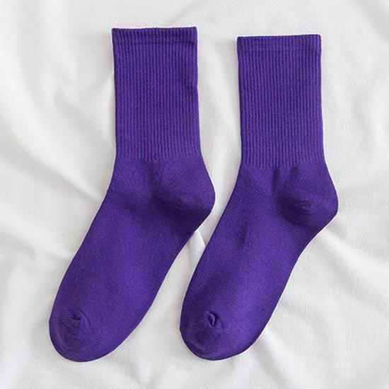 Women's Colorful Mid-Calf Cotton Socks - Korean-Style, Sweat-Absorbent, Odor-Resistant, Thin Slouch Socks for Spring and Autumn