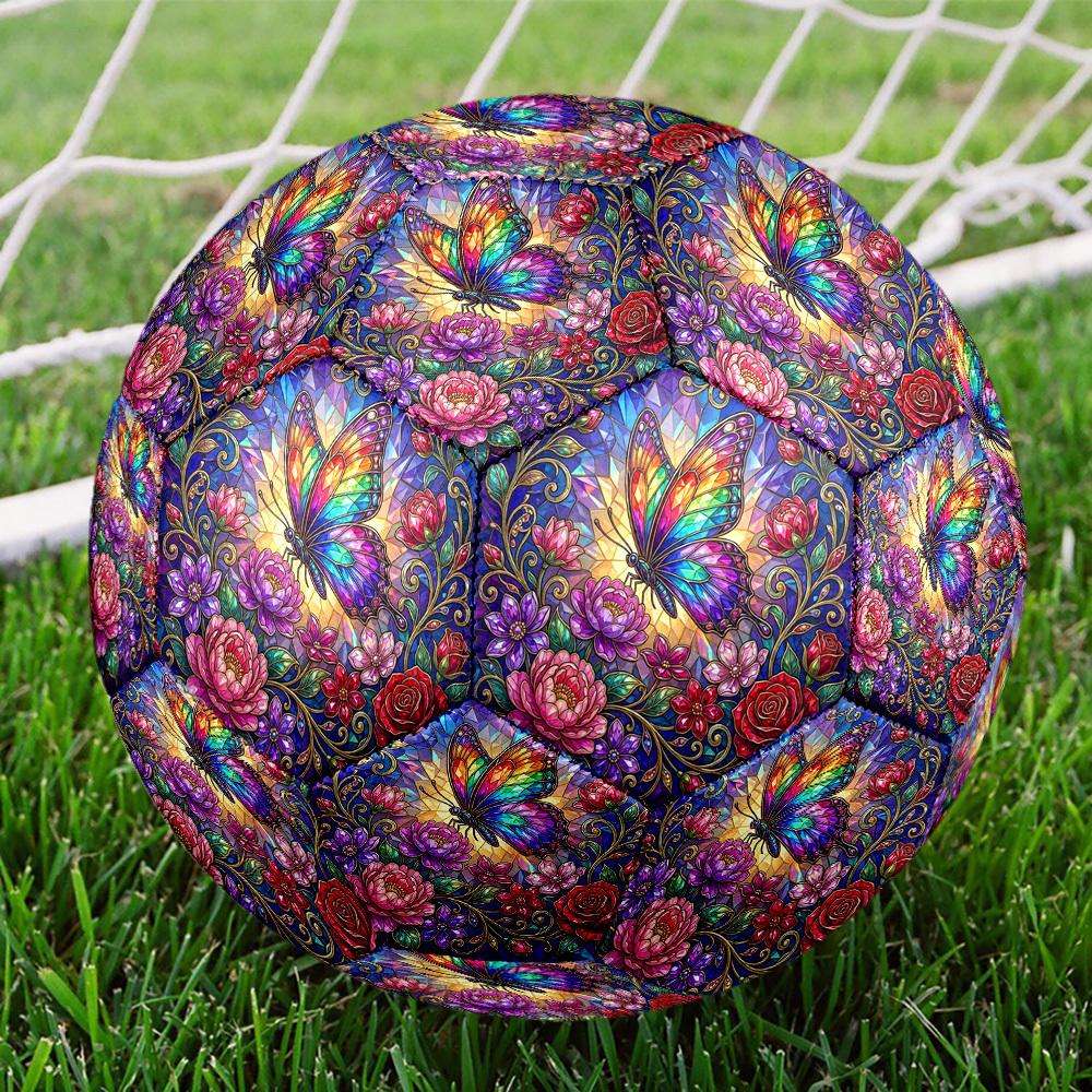1pc Glass Butterfly Theme Soccer Ball Football, Size 5, Lightweight PVC, Outdoor Training Soccer Ball,Sports Gift t61439