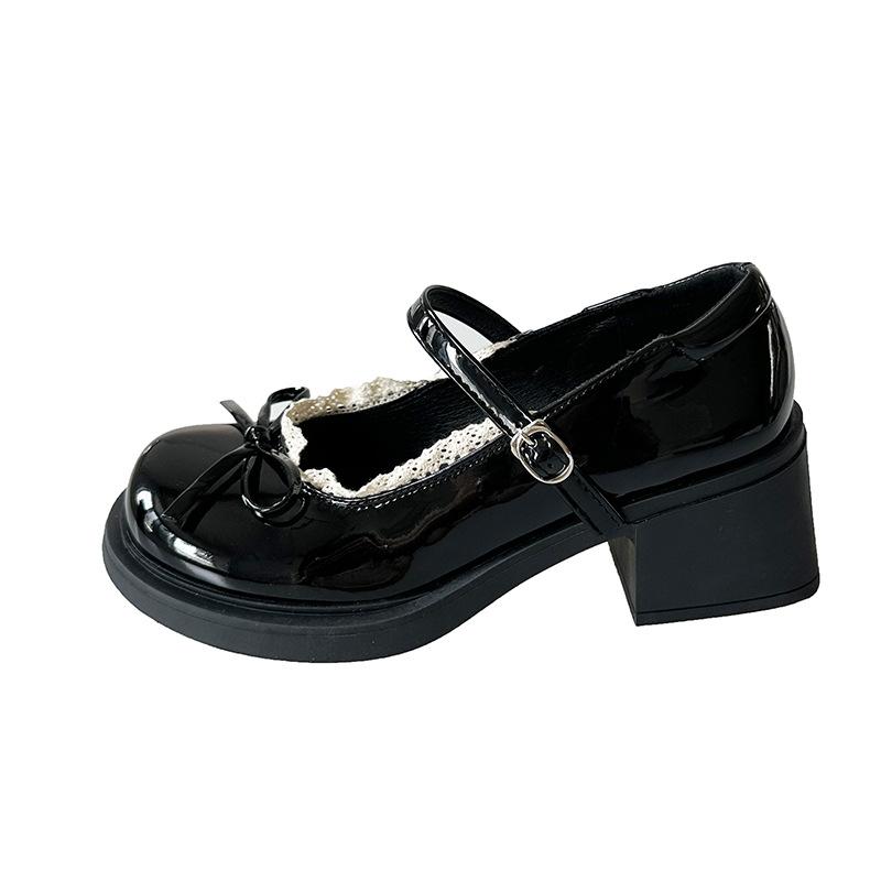 Французские ретро туфли Мэри Джейн из маленькой кожи для женской весны и осени, новые туфли-лодочки с бантом с открытым верхом для ношения с юбками