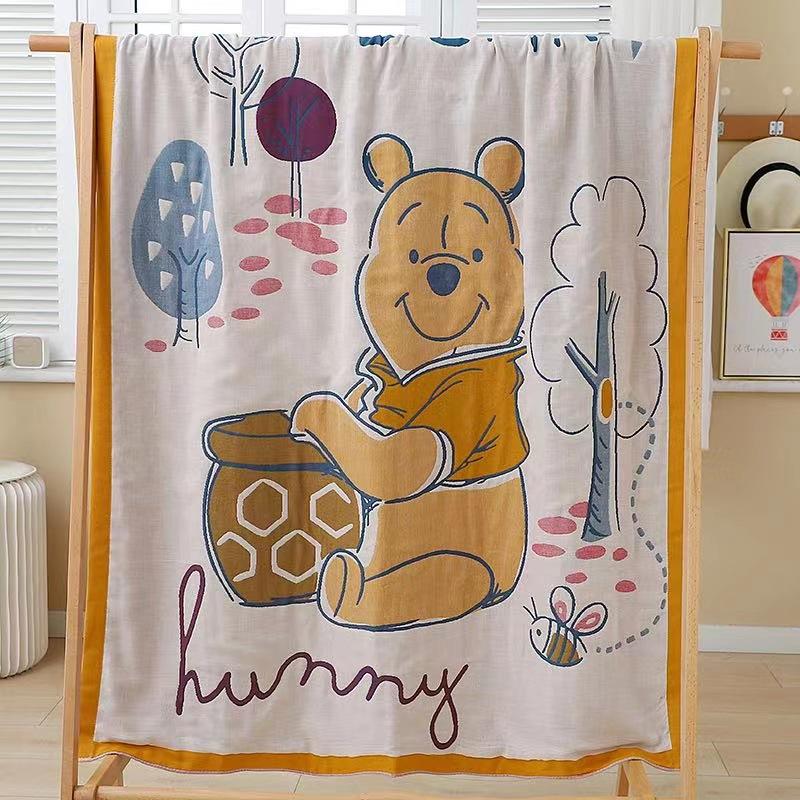 Four Seasons Baby Cotton Gauze Towel Quilt Newborn Cartoon Children's Baby Blanket Breathable Washed Cotton Lunch Break Blanket