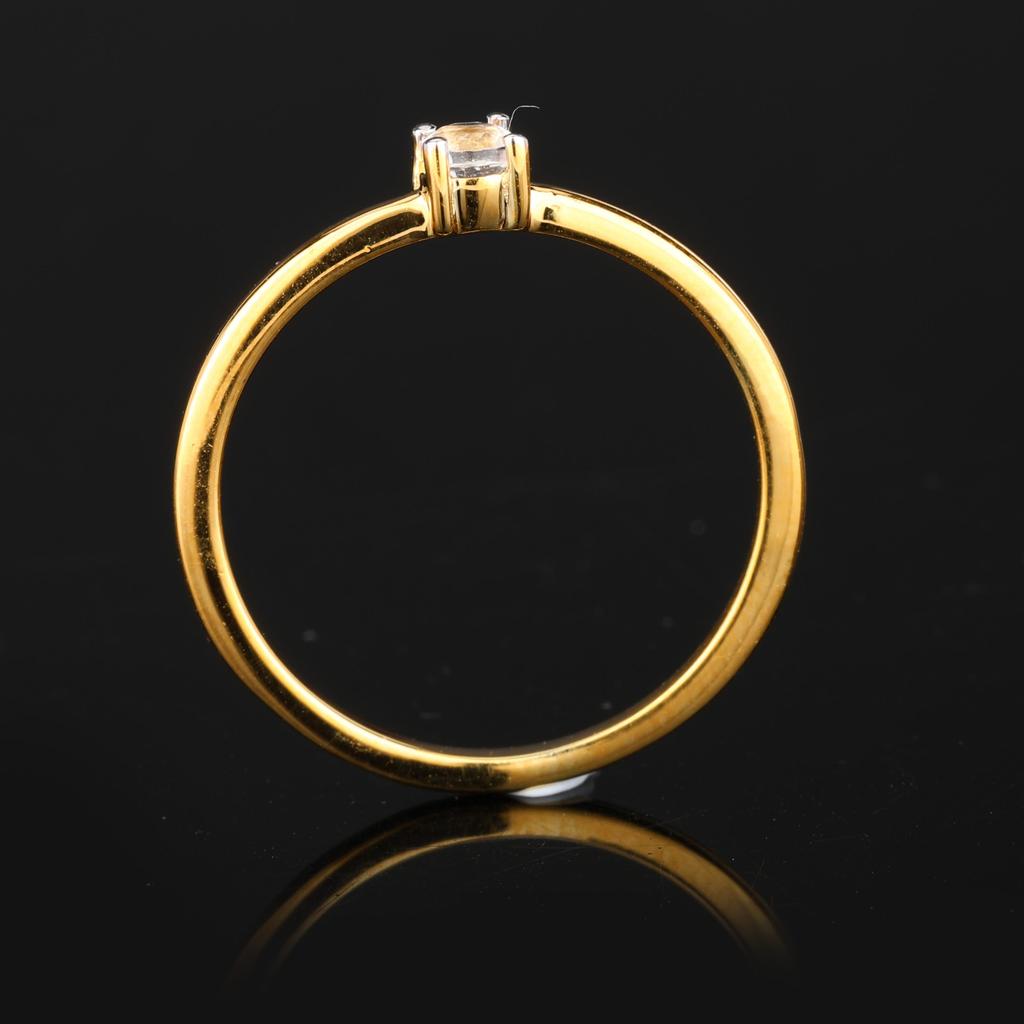925 Sterling Silver Gold Plated White Topaz Ring Round 3mm Minimal Handmade Fine Jewelry Gift for Her