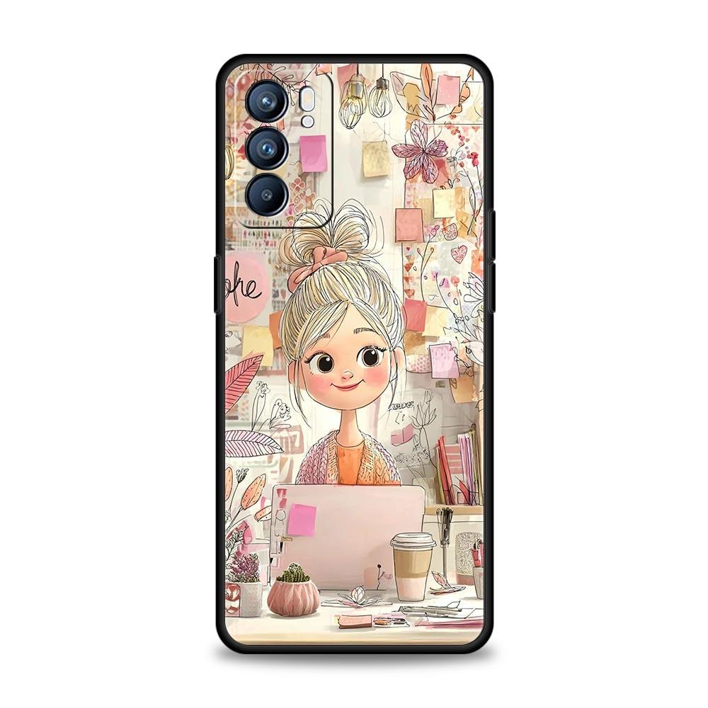 Мультяшный чехол для телефона с девочкой для Oppo A17 A31 A54 A57 A78 A79 A98 Find X5 X6 Reno 6 7 8 10 11 12 13 F Pro 5G Мягкий ТПУ чехол Funda Сумка