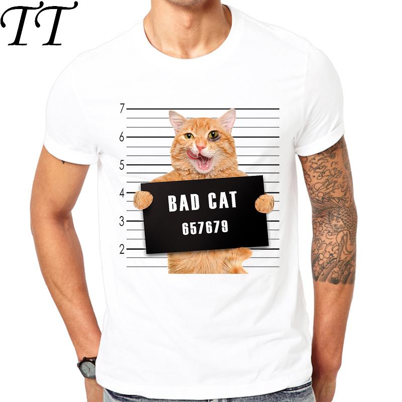 2019 Latest funny print design Naughty cat Summer Tshirt Cool men spring summer shirt brand fashion shirt cool tops