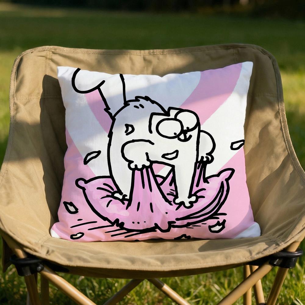 Kawaii SSimons Cat Cushion Cover Soft Reversible Durable Pillow Cover MultiScene Use for Home Car Daily Comfort