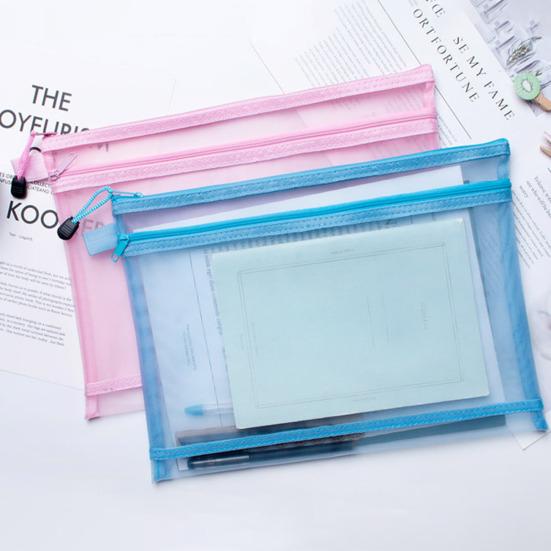 Держатель для хранения файлов с ремешком на молнии, портативная прозрачная сумка для хранения документов большой емкости, офисные принадлежности