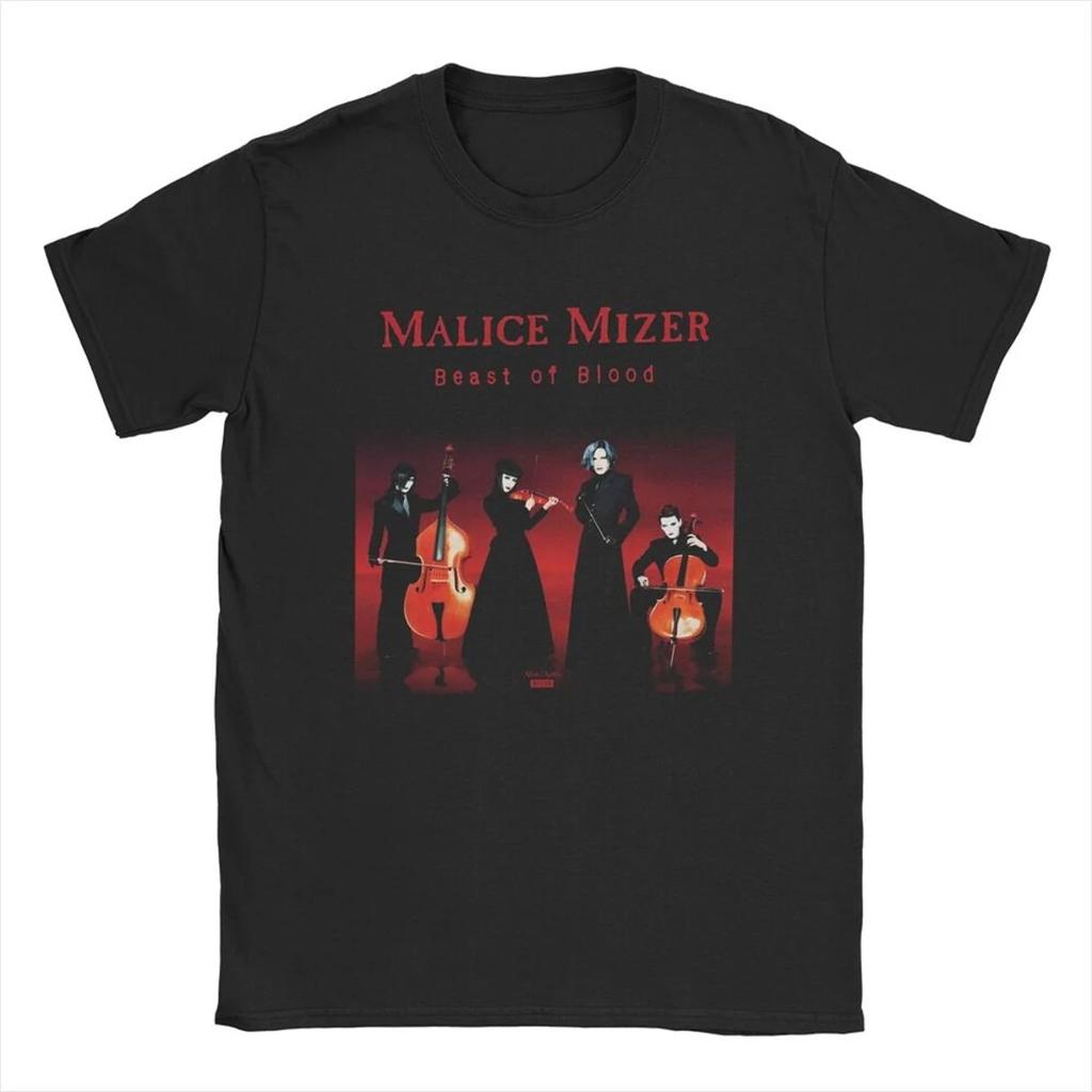 ZX TEE Футболки певца группы Malice Mizer Винтажные футболки Круглый вырез Футболки рок-музыканта Короткий рукав Мерч