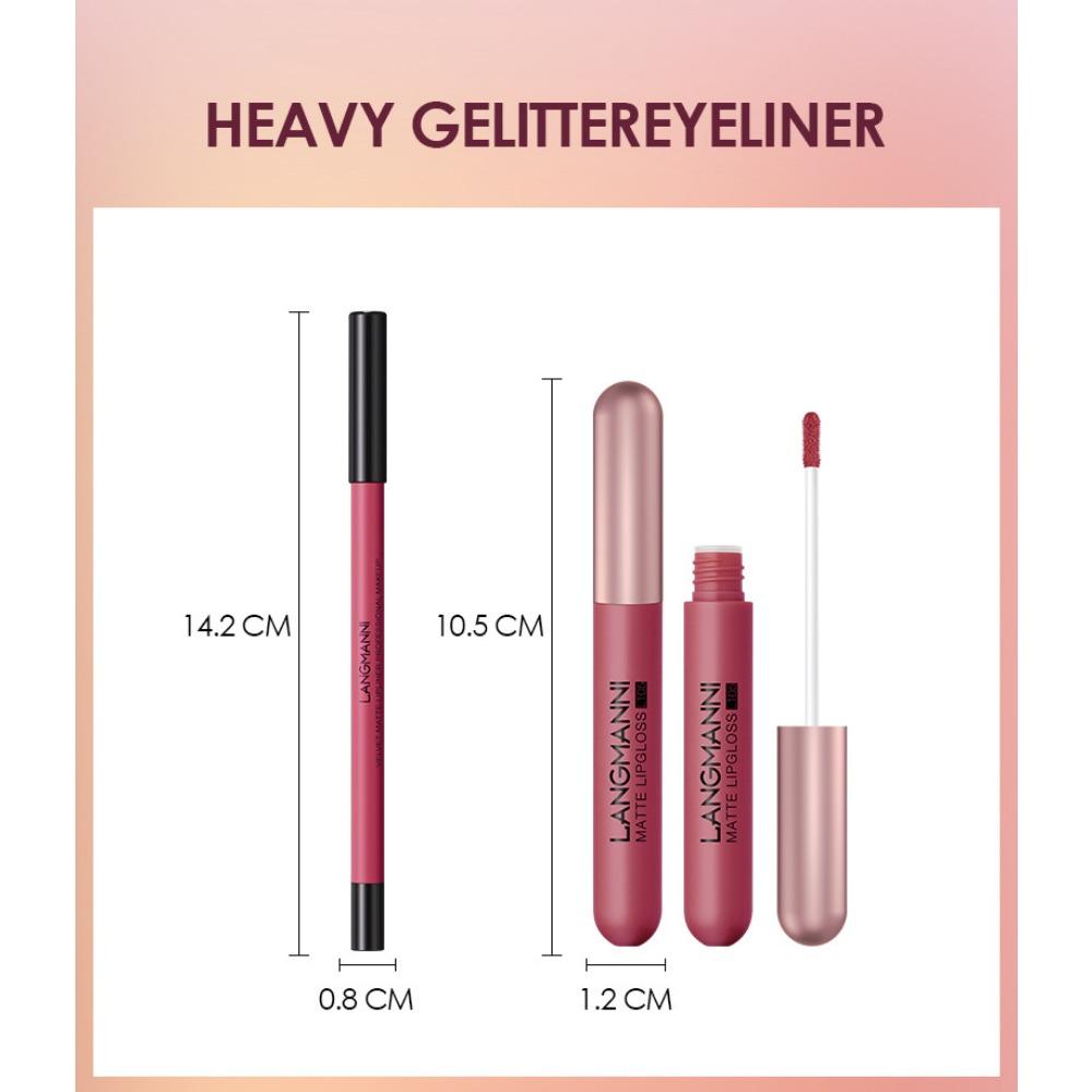 Langmanni Новый блеск для губ 6 + 6, комбинация ручек для губ, 12 наборов туманных матовых матовых губ, великолепная подарочная коробка