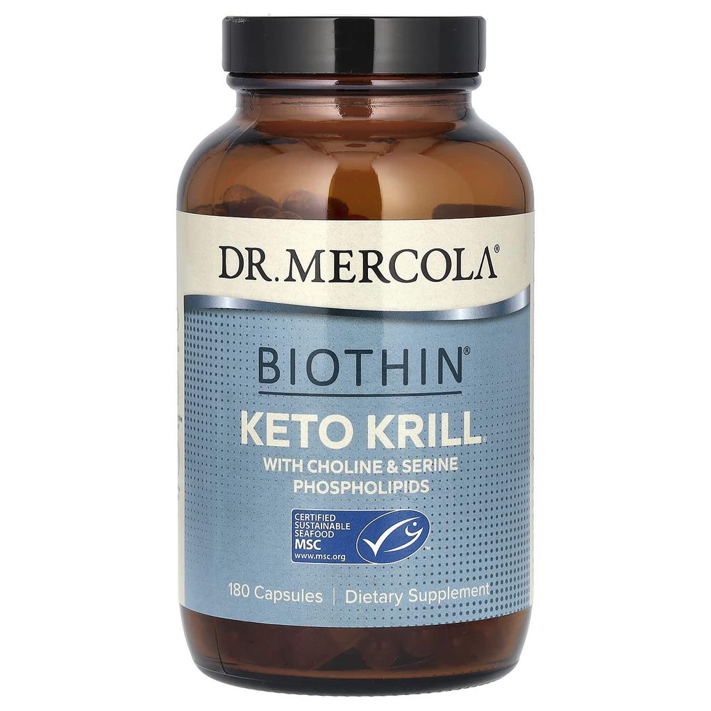 Dr. Mercola Keto Krill with Choline and Serine Phospholipids, 180 Capsules