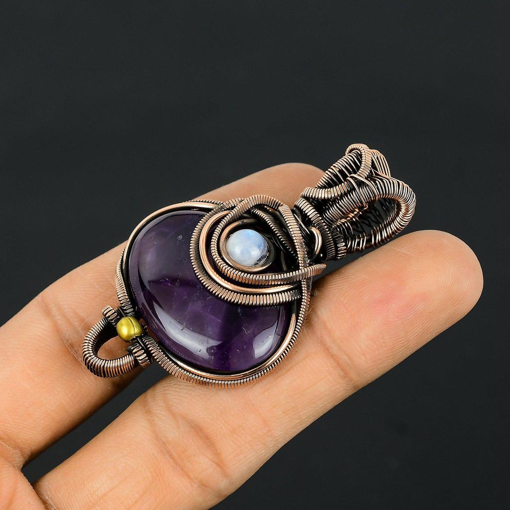 Ювелирные изделия обруча медной проволоки драгоценной камня аметиста Хандмаде привесные для подарка