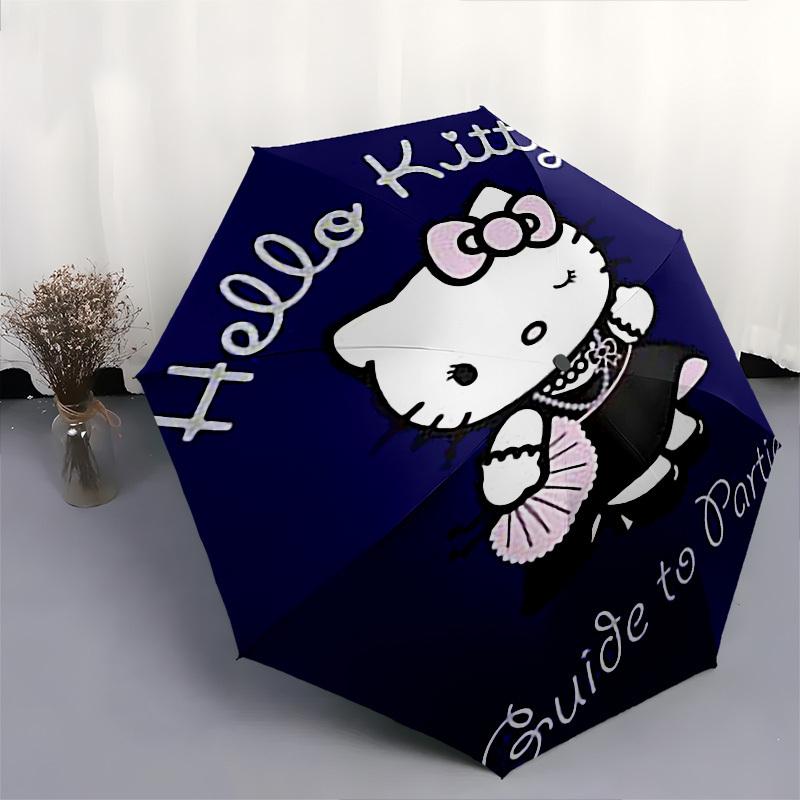 1 шт. Зонт-трость Hello Kitty, руководство по вечеринкам, автоматическое открытие/закрытие, ветрозащитный купол, кнопка автоматического открытия/закрытия 10237