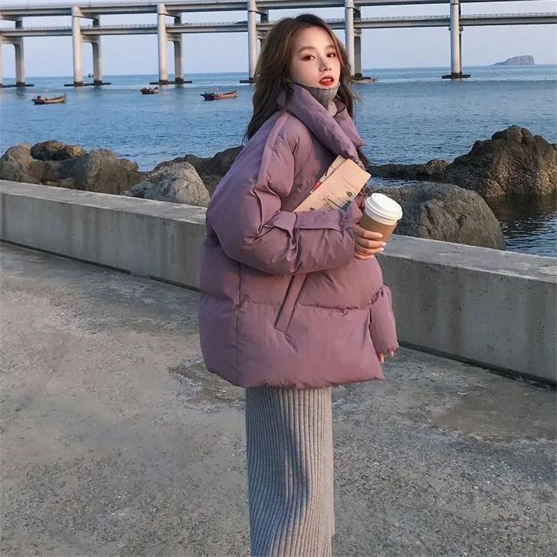 2024 Новая корейская куртка-пуховик, женская зимняя куртка-пуховик с воротником-стойкой, хлопковое пальто, свободная женская утепленная теплая парка