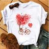 2026 Newest Women's T-shirt Floral Bicycle Print T-shirt Women's Cartoon Streetwear Tshirt Tops Aesthetic Clothes Oversized T Shirt