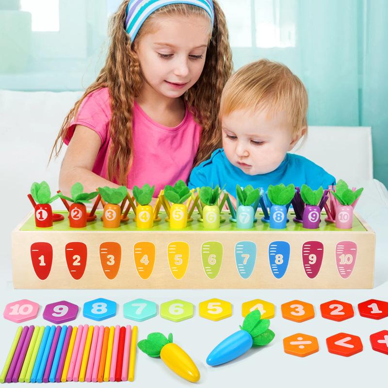 Монтессори Морковь Счёт и Сопоставление Цветов Интеллектуальная Коробка - Развивающая Игрушка для Развития в Раннем Детстве