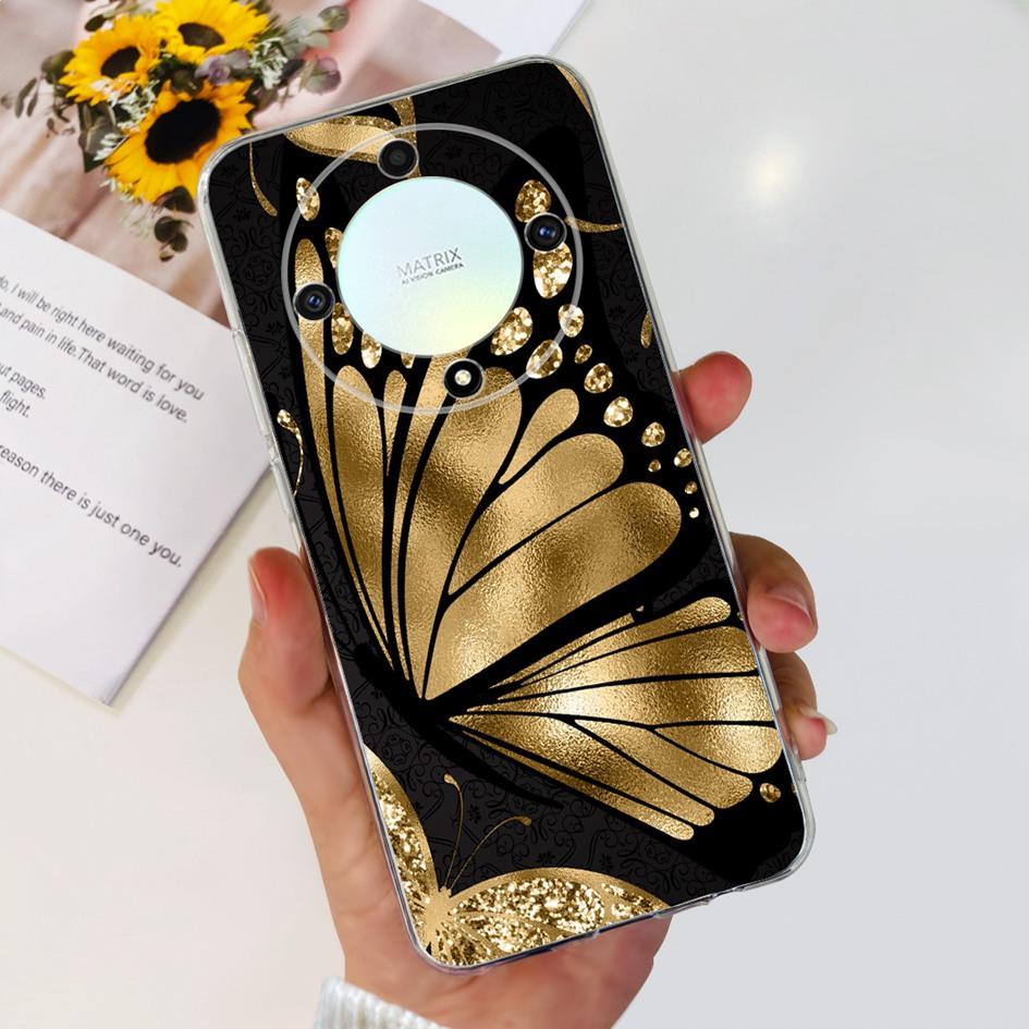 Чехол для Honor X9b 5G ALI-NX1 Популярный Цветок Мягкий Прозрачный Силиконовый TPU Чехол для Honor X9a RMO-NX1 HonorX9 ANY-NX1 Ударопрочный Funda