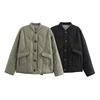 Women S Solid Round Neck Single Breasted Cotton Padded Coat