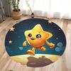 Pumpkin Head Bat Castle Halloween Round Carpet Floor Mat Suitable for Children's Bedroom Decor Living Room Round Rugs for Gifts