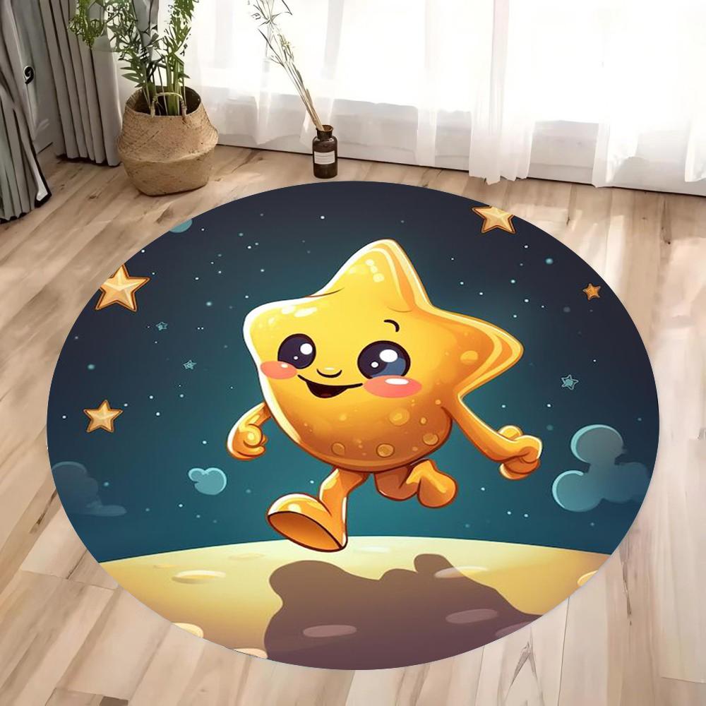 Pumpkin Head Bat Castle Halloween Round Carpet Floor Mat Suitable for Children's Bedroom Decor Living Room Round Rugs for Gifts