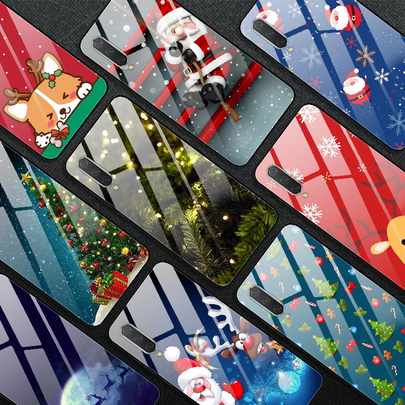 New Year Christmas Case For Xiaomi Mi 9 Lite CC9 CC9E A3 9T SE Tempered Glass Hard Cover For Redmi Note 8T 8 7 K20 Pro Bumper