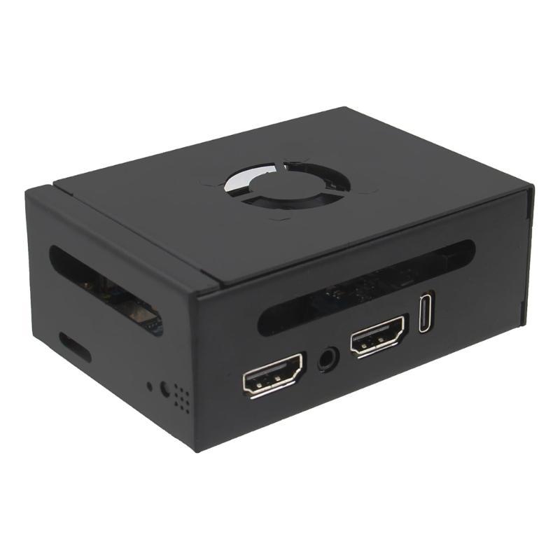 Protective Metal Case With Cooling Fan And Heatsinks For Orange Pi 5 (N515) Easy Access GPIO Ports