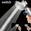 Diamond Silver 3 Modes Booster Shower Head Home Handheld One-button Water-stop Bathroom Bath Set Shower Head