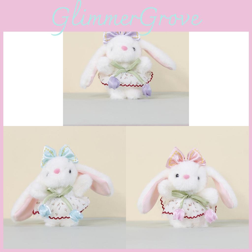 Cute Rabbit Plush Doll With Flower Decor For Bag Accessories